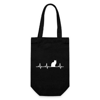 Katzen Herzschlag - Geschenkbeutel für Flaschen - Schwarz - Vorne