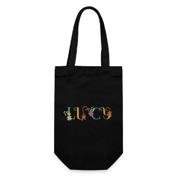 LUCY Name Art With Flowers Embroidered - Gift Bag for Bottles - black - Front