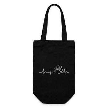 Minimalist Paw Heartbeat - Dog Lover Gift - Gift Bag for Bottles - black - Front