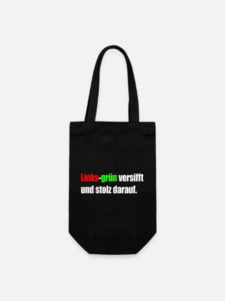 Links-grün versifft und stolz darauf. - Geschenkbeutel für Flaschen - Schwarz