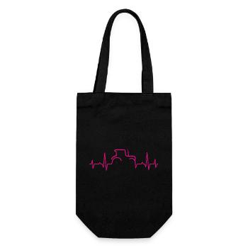 KARDIOGRAMM TRAKTOR Magenta - Geschenkbeutel für Flaschen - Schwarz - Vorne