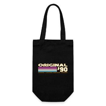 Originale 90er Retro-Streifen - Geschenkbeutel für Flaschen - Schwarz - Vorne