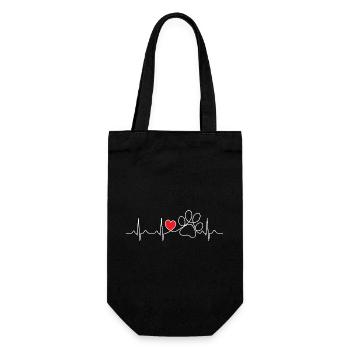 Battement de cœur Patte de Chien - Cadeau pour les amoureux des chiens - Sac à bouteille - noir - Devant