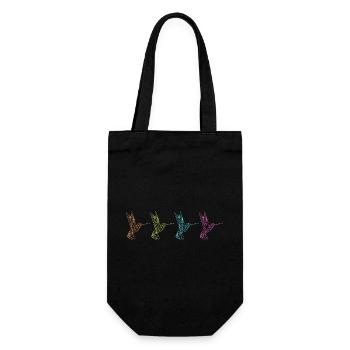 Colibris géométriques - Graphiques abstraits - Sac à bouteille - noir - Devant