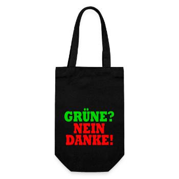 grüne nein danke - Geschenkbeutel für Flaschen - Schwarz - Vorne