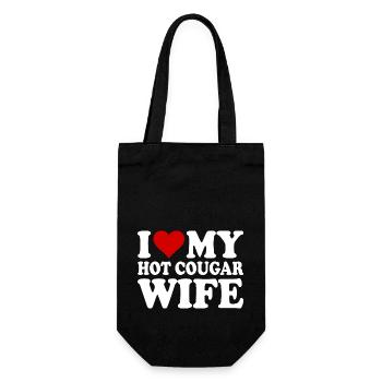 I love my hot cougar wife - Sac à bouteille - noir - Devant