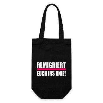 remigriert euch ins knie - Geschenkbeutel für Flaschen - Schwarz - Vorne