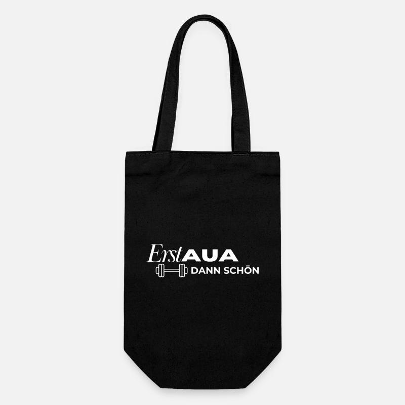 First OUCH, then nice dumbbell white - Gift Bag for Bottles - black