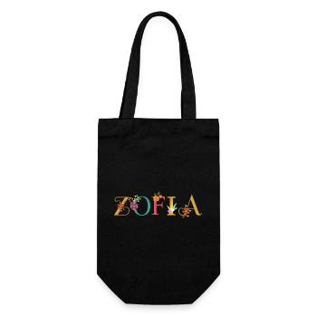 ZOFIA Name mit Blumen geschmückt - Geschenkbeutel für Flaschen - Schwarz - Vorne