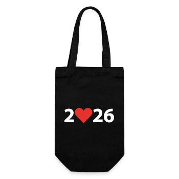 Herz 2026, Geburtsjahr 2026, Liebe 2026 - Geschenkbeutel für Flaschen - Schwarz - Vorne