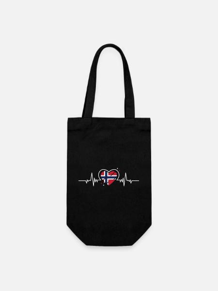 Norwegen Herz Herzschlag Flagge Geschenk - Geschenkbeutel für Flaschen - Schwarz
