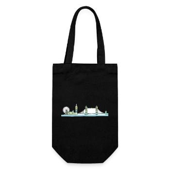 London City Skyline Tower Bridge Line Art - Geschenkbeutel für Flaschen - Schwarz - Vorne