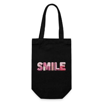 Plush Smile Lettering Patchwork Trend - Gift Bag for Bottles - black - Front