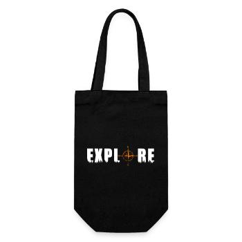 Explore Motiv mit einem Kompass - Geschenkbeutel für Flaschen - Schwarz - Vorne