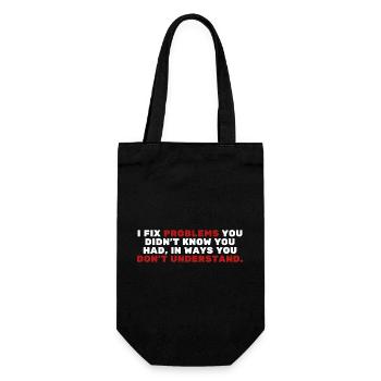 Je répare des problèmes - Citation drôle de technicienne et d’ingénierie - Sac à bouteille - noir - Devant