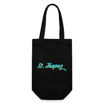 St. Tropez Neon Kalligrafie - Geschenkbeutel für Flaschen - Schwarz - Vorne