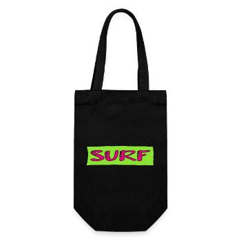 SURFEN. FISCH. STRAND. MEER. OZEAN. HUMOR. FEIERTAG - Geschenkbeutel für Flaschen - Schwarz - Vorne