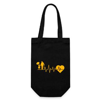 Heartbeat Father Daughter - Gift Bag for Bottles - black - Front