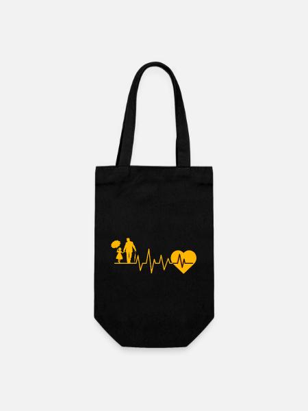 Heartbeat Isä Tytär - Lahjapussi pullolle - musta