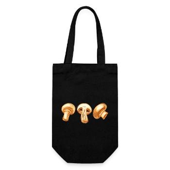 Drei braune Pilze die Champignons Pilze - Geschenkbeutel für Flaschen - Schwarz - Vorne