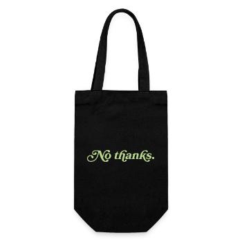 No thanks – Minimalistisches Statement - Geschenkbeutel für Flaschen - Schwarz - Vorne
