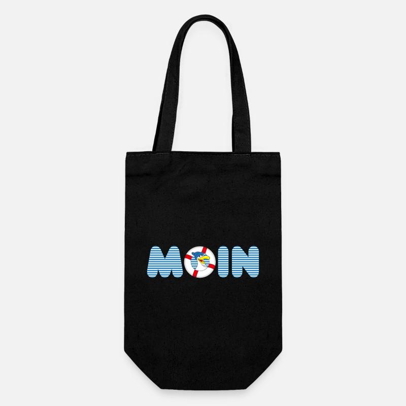 Moin Möve mit Rettungsring - Geschenkbeutel für Flaschen - Schwarz