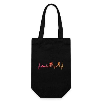 Triathlon Sunset Heartbeat Triathlet - Geschenkbeutel für Flaschen - Schwarz - Vorne