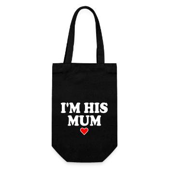 i'm his mom - Geschenkbeutel für Flaschen - Schwarz - Vorne