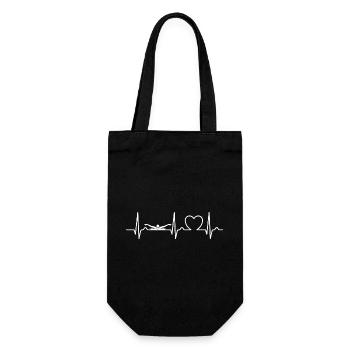Heart Curve, ECG, Swimming, Butterfly, Swimming Pool - Gift Bag for Bottles - black - Front