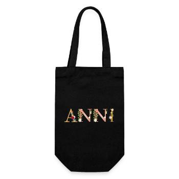 Nom ANNI décoré de fleurs - Sac à bouteille - noir - Devant