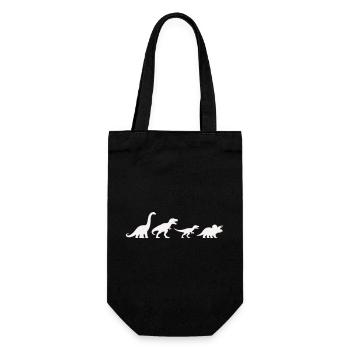 Dino-Silhouetten im Retro-Style - Geschenkbeutel für Flaschen - Schwarz - Vorne