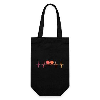 Tischtennistisch mit Sonnenuntergang Herzschlag - Geschenkbeutel für Flaschen - Schwarz - Vorne