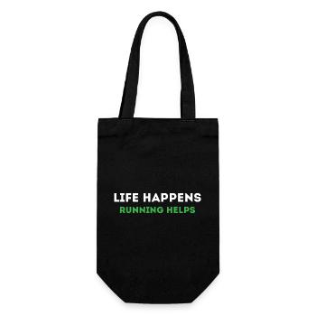 Life Happens. Running Helps - Gift Bag for Bottles - black - Front