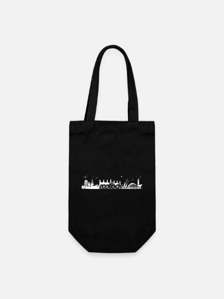 Rostock Skyline Silhouette - Geschenkbeutel für Flaschen - Schwarz
