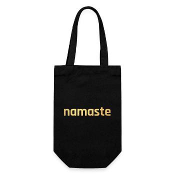 Namaste Gold Yoga Meditation Quote minimalistisch - Geschenkbeutel für Flaschen - Schwarz - Vorne