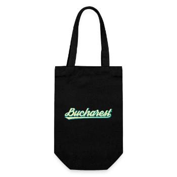 Bucharest Retro Script - Geschenkbeutel für Flaschen - Schwarz - Vorne