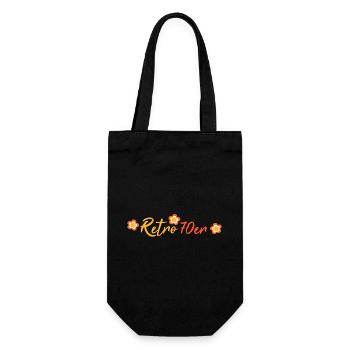 70er Jahre Blume Blüte - Geschenkbeutel für Flaschen - Schwarz - Vorne