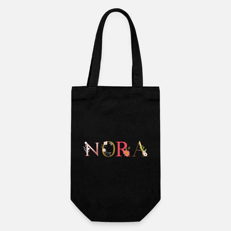 Nom NORA décoré de fleurs - Sac à bouteille - noir