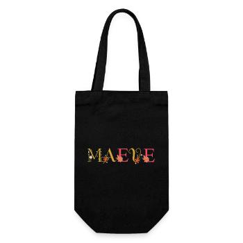Nom MAEVE Décoré de Fleurs - Sac à bouteille - noir - Devant