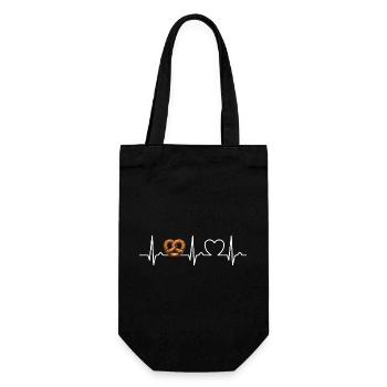 ECG Curve - Heart Curve - Pulse - Food - Pretzel - Gift Bag for Bottles - black - Front