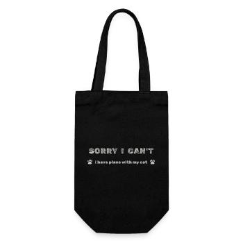 Sorry I Can’t – Plans With My Cat - Gift Bag for Bottles - black - Front