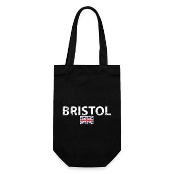 Bristol UK Vintage Britische Flagge Brite - Geschenkbeutel für Flaschen - Schwarz - Vorne