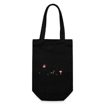 Meow Catmas - Cute Christmas Kitten Cat in Santa - Gift Bag for Bottles - black - Front