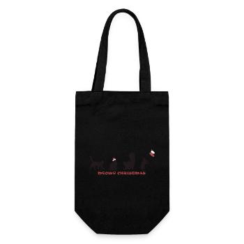 Meowy Christmas - Cute Kitty in Santa Hat - Gift Bag for Bottles - black - Front