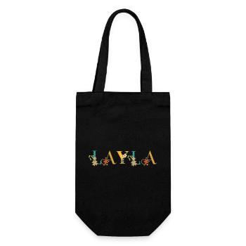 LAYLA Namenskunst mit Blumen bestickt - Geschenkbeutel für Flaschen - Schwarz - Vorne