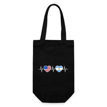 Argentina USA Heartbeat Love Friendship - Gift Bag for Bottles - black - Front