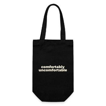Comfortably Uncomfortable Typo Print - Geschenkbeutel für Flaschen - Schwarz - Vorne