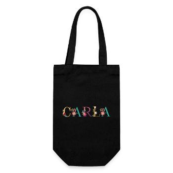 CARLA name adorned with flowers - Gift Bag for Bottles - black - Front