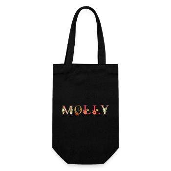 Nom MOLLY décoré de fleurs - Sac à bouteille - noir - Devant