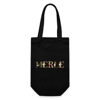 MERLE name adorned with flowers - Gift Bag for Bottles - black - Front
